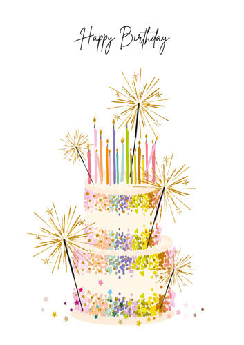 Artige - Birthday Cake Sparklers Birthday Greeting Card #FDA36
