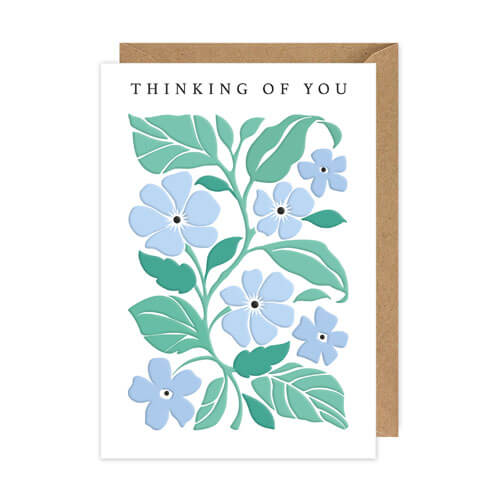 Blue Flower Thinking of You Greeting Card