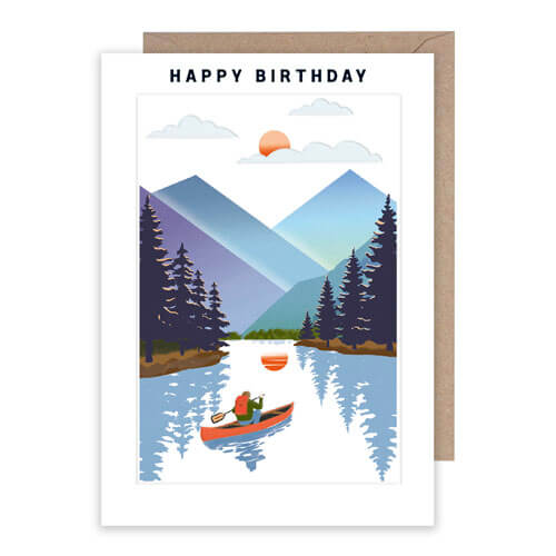 Lake Kayak Birthday Greeting Card