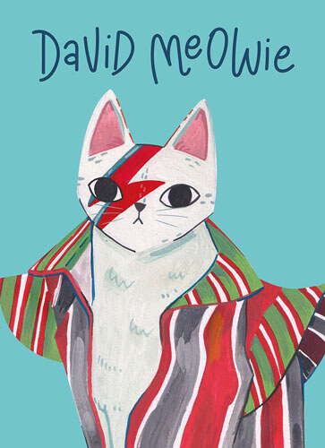 David Meowie Blank Greeting Card