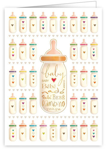 New Baby Bottle Baby Greeting Card