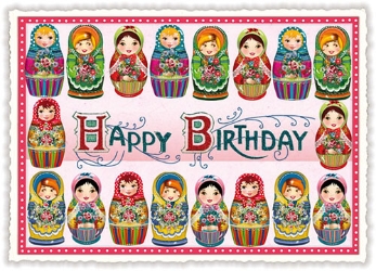 Russian Dolls Birthday Postcard