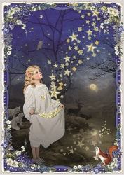Girl Night Stars Blank Postcard