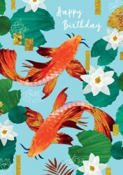 Koi Pond Birthday Greeting Card