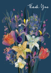Dark Floral Thank You Greeting Card