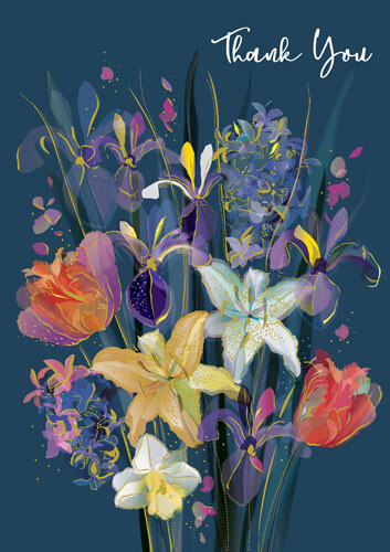 Dark Floral Thank You Greeting Card