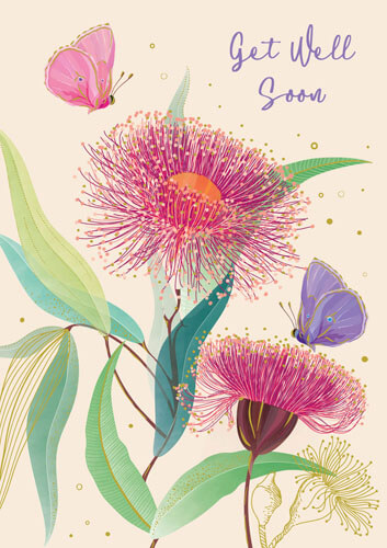 Pink Flowers Get Well Greeting Card