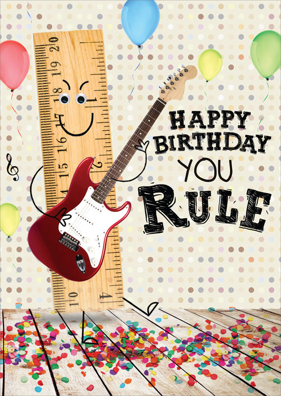 tracks publishing ltd ruler guitar birthday card gnq007