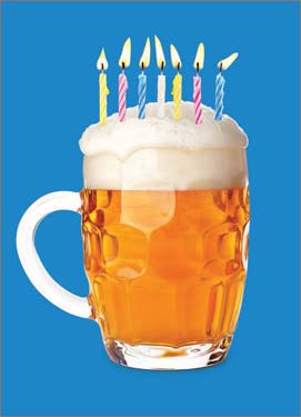 Beer with Candles Birthday Card 