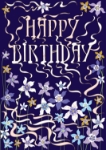 Purple Script Birthday Card