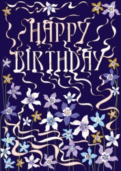 Purple Script Birthday Card