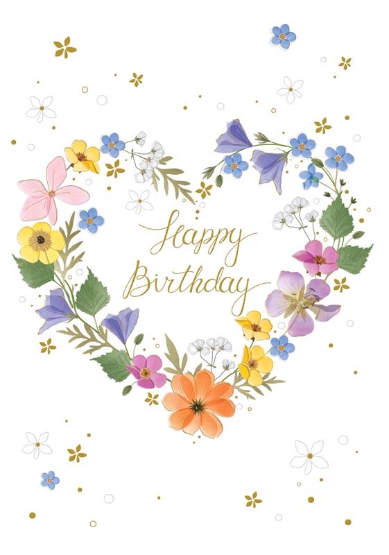 Flower Heart Birthday Card