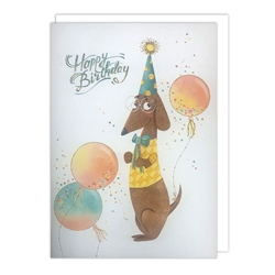 Dog Balloon Birthday Card 