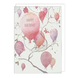 Pink Balloons Birthday Card 