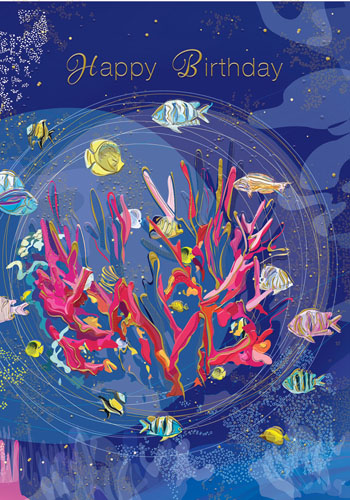 Coral and Fish Birthday Card