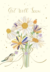 Daisies and Bird Get Well Card