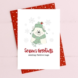 Seasons Greetings Polar Bear Greeting Card