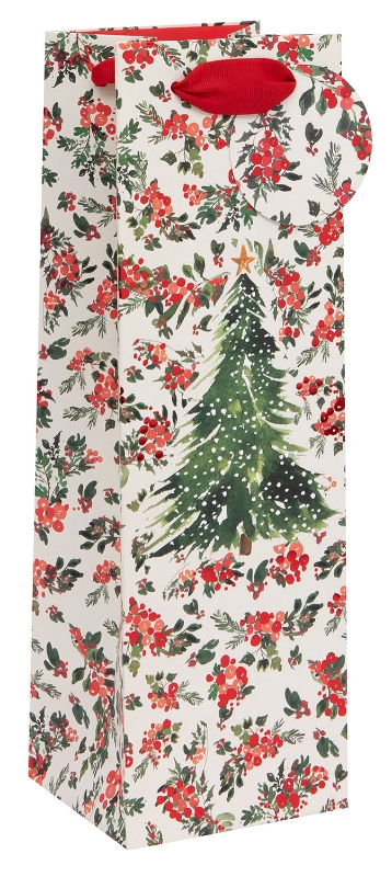 Christmas Woodland Wine Bottle Gift Bag