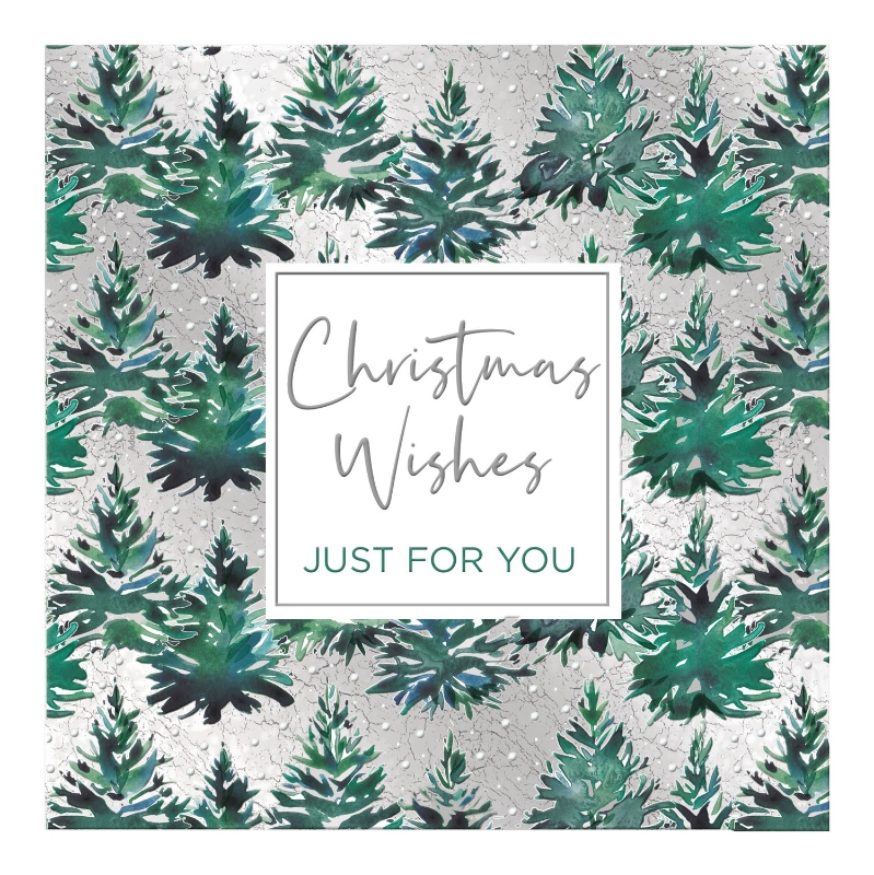 Silver Christmas Trees Boxed Cards