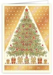 Gold Tree Advent Greeting Card
