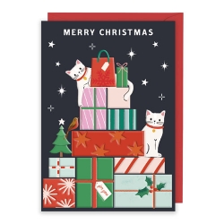 Xmas Cats Presents Greeting Card