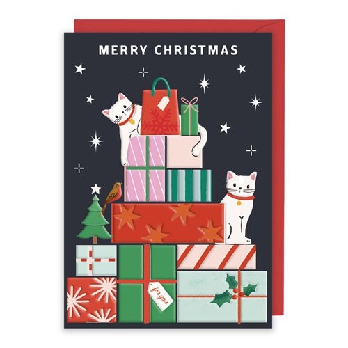 Xmas Cats Presents Greeting Card