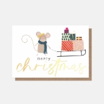 Mouse And Sled Greeting Card