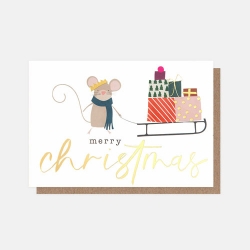 Mouse And Sled Greeting Card