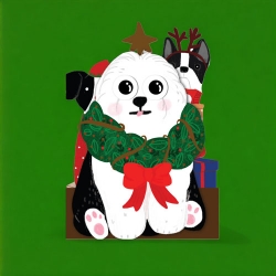 Diecut Wreath Pup Greeting Card