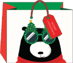 Xmas Bear Medium Landscape Gift Bag