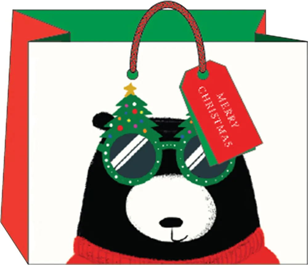 Xmas Bear Medium Landscape Gift Bag