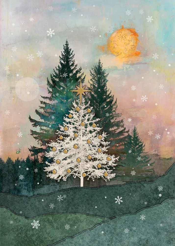 White Fir Tree Christmas Card