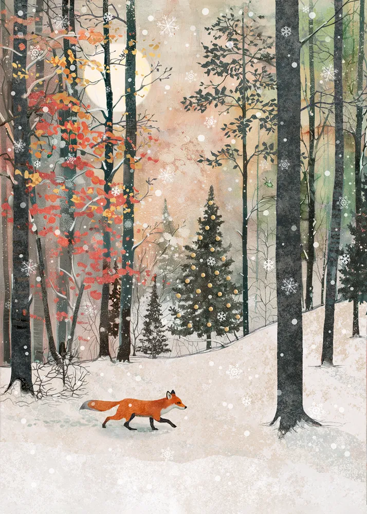 Fox Stroll Christmas Card
