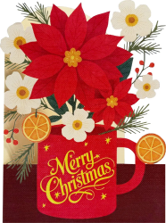 Poinsettia Mug Christmas Postcard