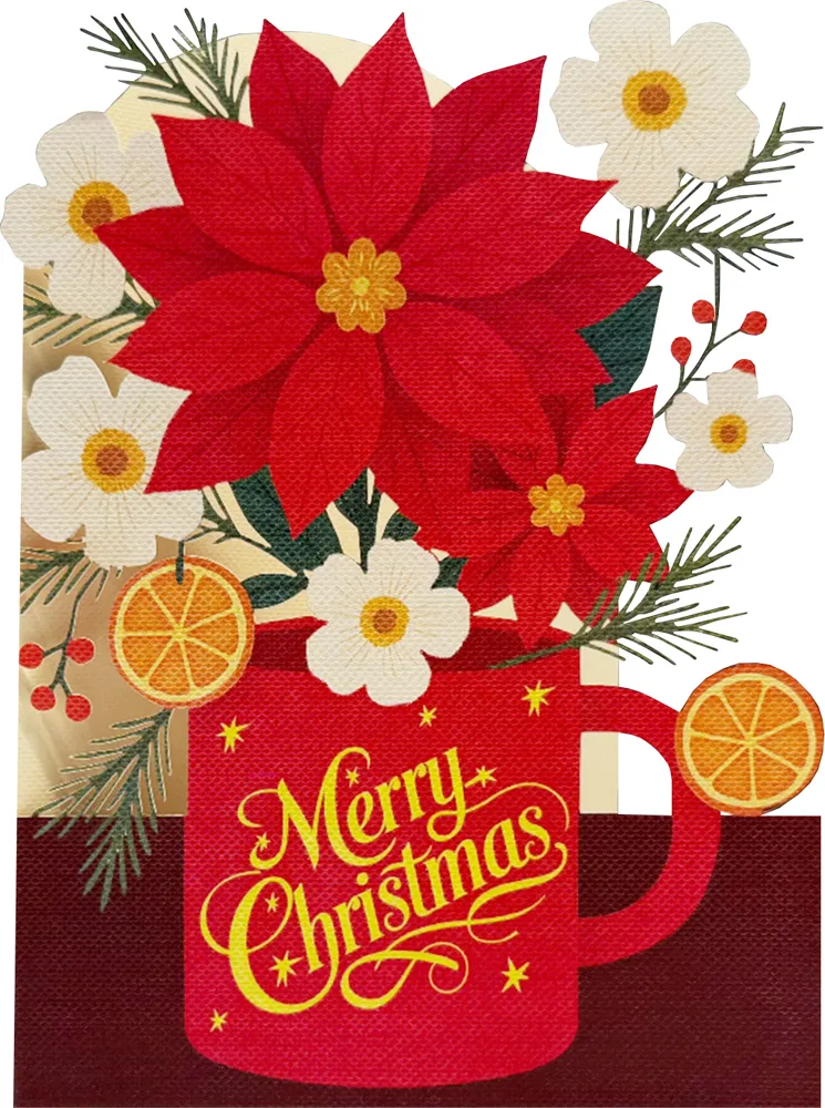 Poinsettia Mug Christmas Postcard