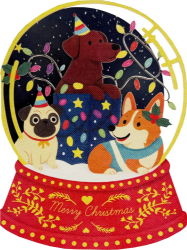 Dog Snow Globe Christmas Postcard