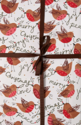 Christmas Robins Foil Sheet Wrap