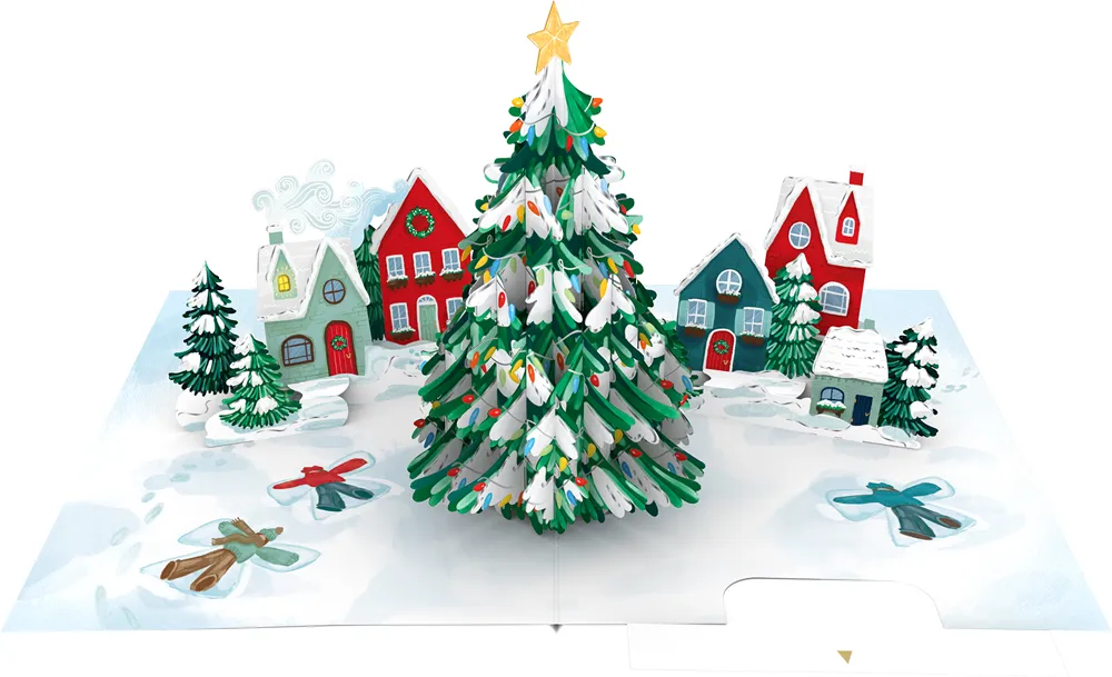 3D Tree Town Christmas Card