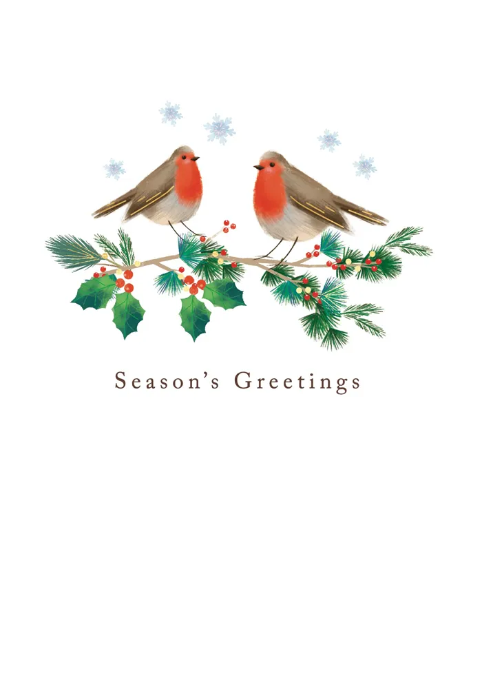 Holiday Robins Christmas Card