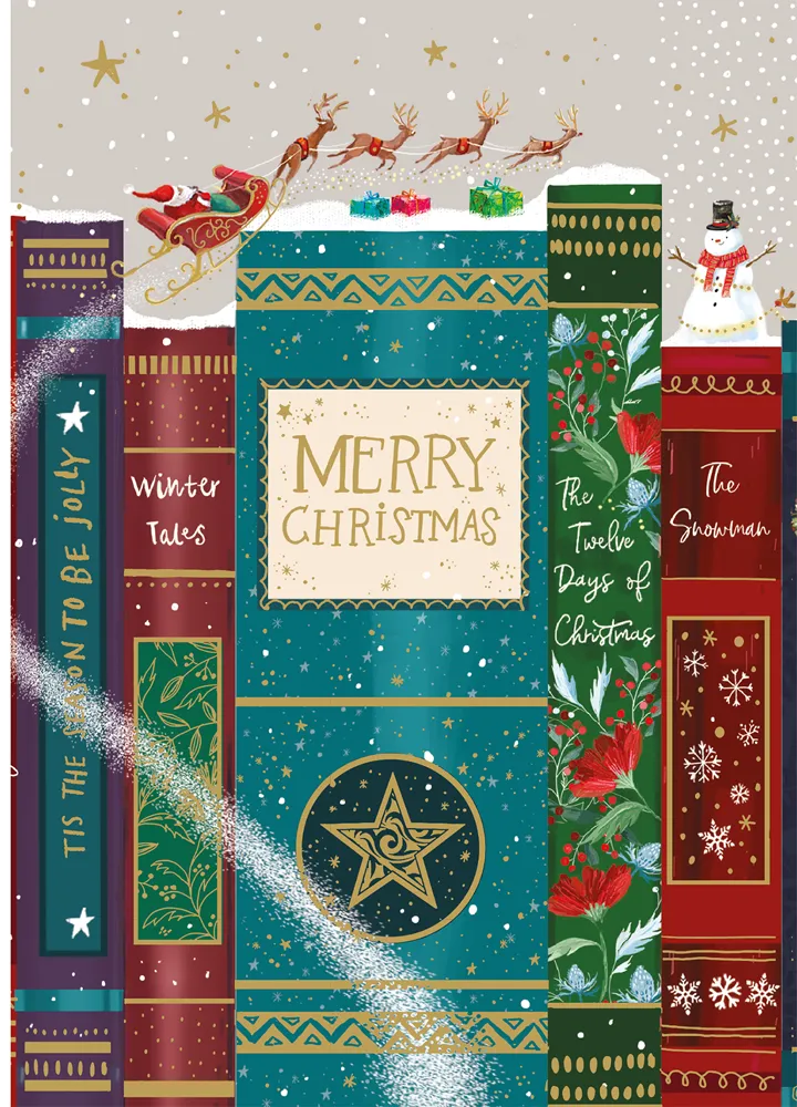 Books Sleigh Christmas Card