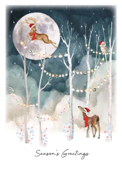 Reindeer & Moon Christmas Card