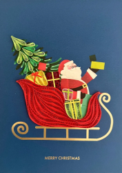 Santas Sleigh Quill Christmas Card