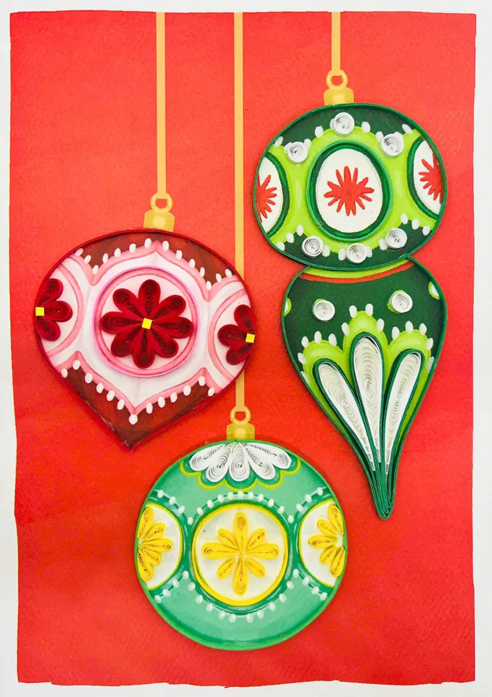 Baubles Quill Christmas Card