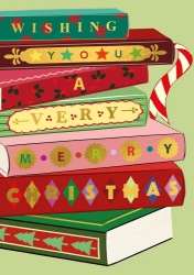 Book Stack Christmas Card