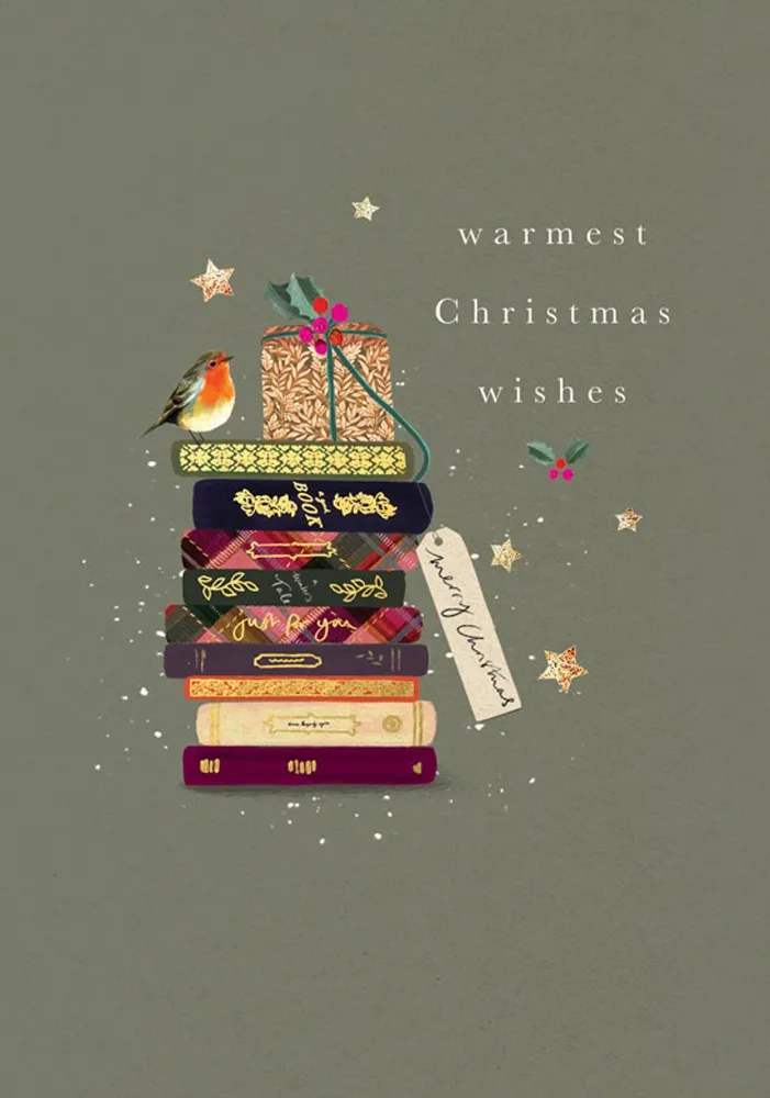 Book Stack Christmas Card