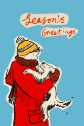 Dog Hug Christmas Card