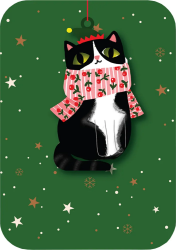 Cat Scarf Ornament Christmas Card
