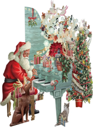3D Santas Piano Christmas Card