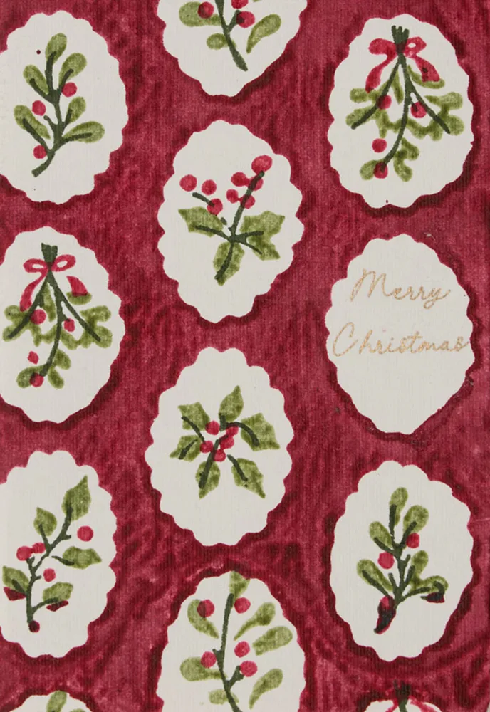 Red Xmas Scallop Christmas Card