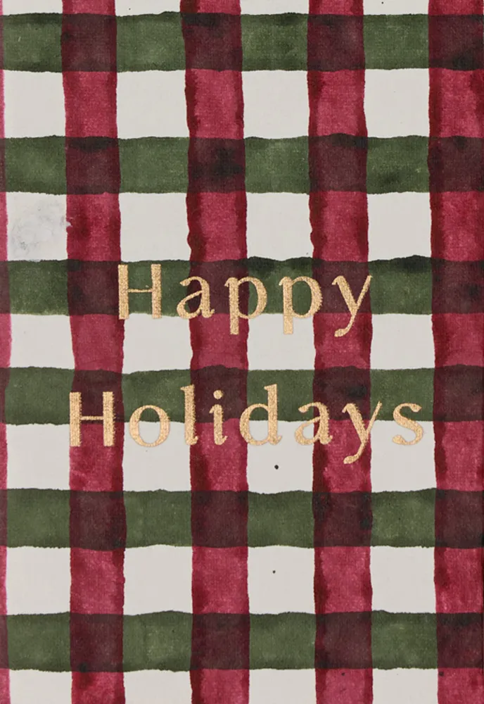 Happy Holiday Gingham Christmas Card